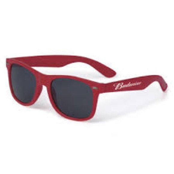 1990s Budweiser wayfarer red frame sunglasses - Picture 1 of 8